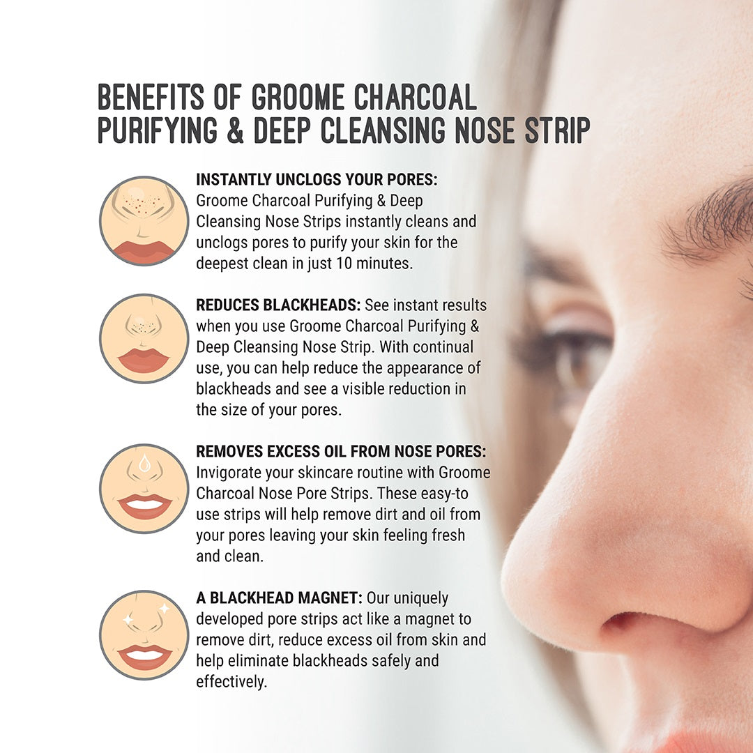 Groome Charcoal Purifying and Deep Cleansing Nose Strips (Monthly Pack) - 6pcs