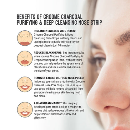 Groome Charcoal Purifying and Deep Cleansing Nose Strips (Monthly Pack) - 6pcs