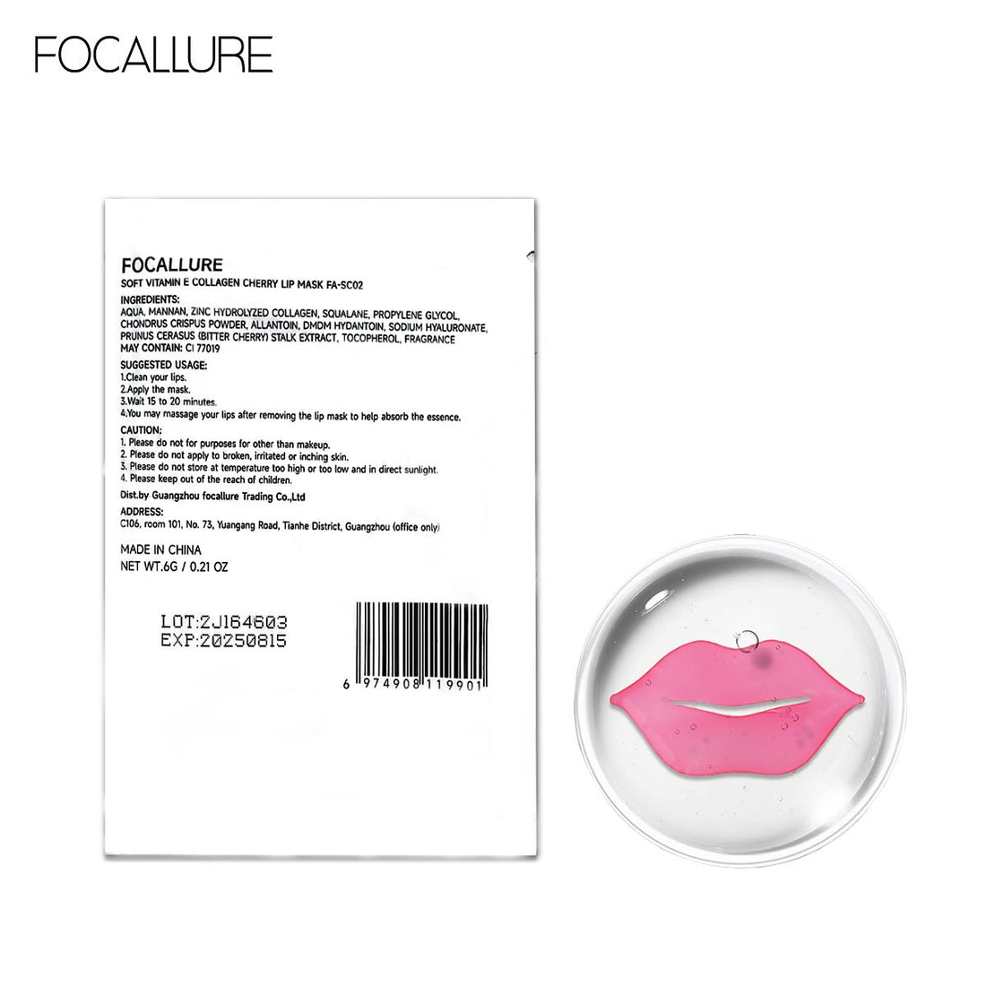 FA SC02 - Focallure Soft Vitamin E Collagen Chrry Lip Mask (6G)