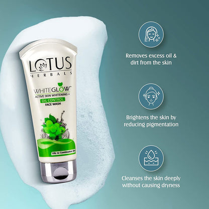 Lotus Herbals Whiteglow Active Skin Whitening + Oil Control FaceWash