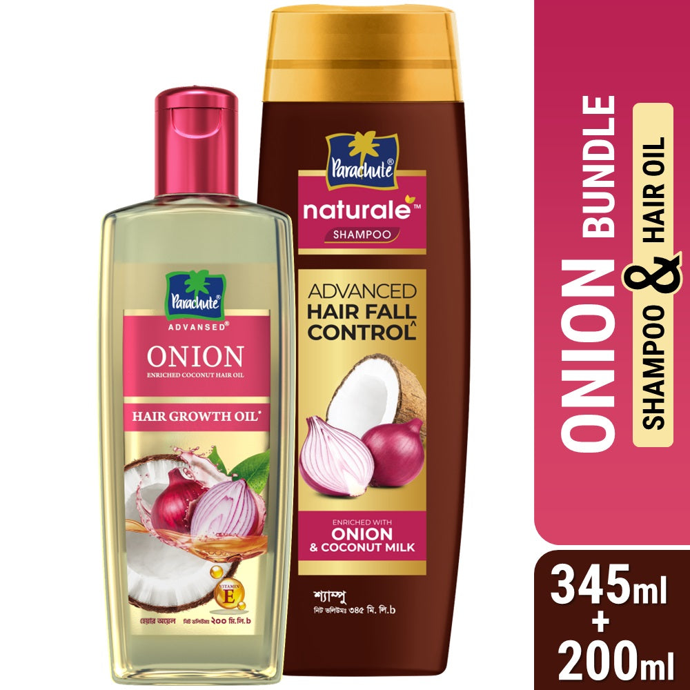 Onion Bundle - Parachute Advansed Onion Hair Growth Oil 200ml &amp; Parachute Naturale Shampoo Onion Hair Fall Control 345ml