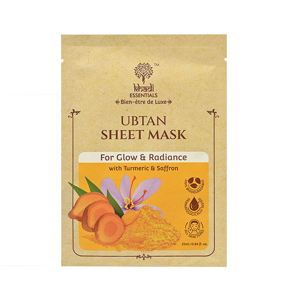 Khadi Essentials Ubtan Sheet Mask with Turmeric For Glow and Radiance (25ml)