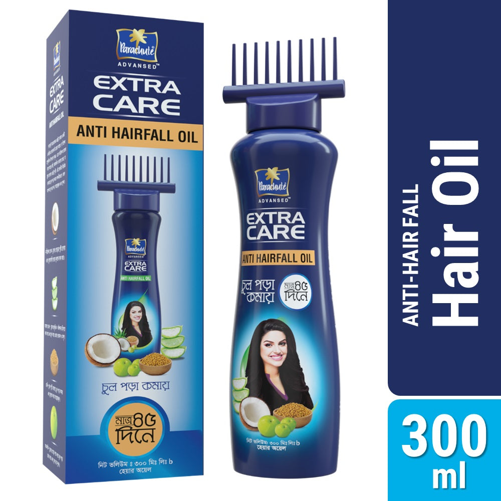Parachute Hair Oil Anti Hairfall Oil Extra Care 300ml (Root Applier) (FREE 75ml Hair Oil Pack)