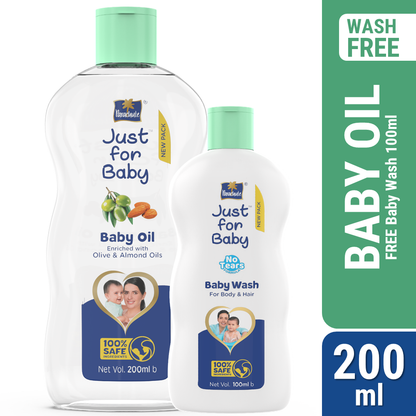 Parachute Just for Baby - Baby Oil 200ml (Baby Wash 100ml FREE)