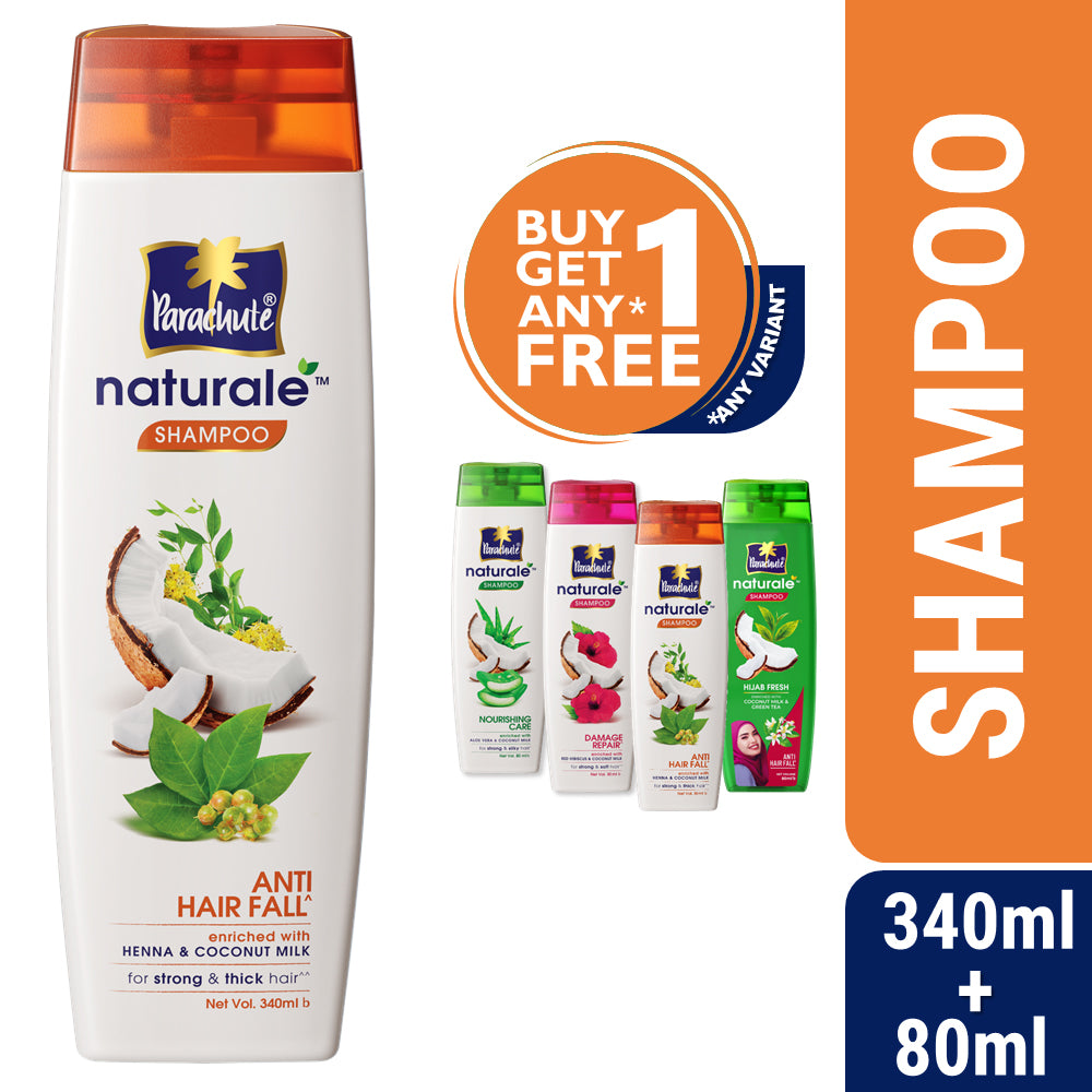 Parachute Naturale Shampoo Anti Hair Fall 340ml (80ml Shampoo Free)