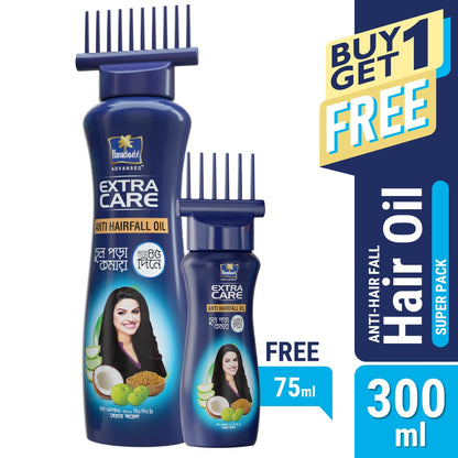 Parachute Hair Oil Anti Hairfall Oil Extra Care 300ml (Root Applier) (FREE 75ml Hair Oil Pack)