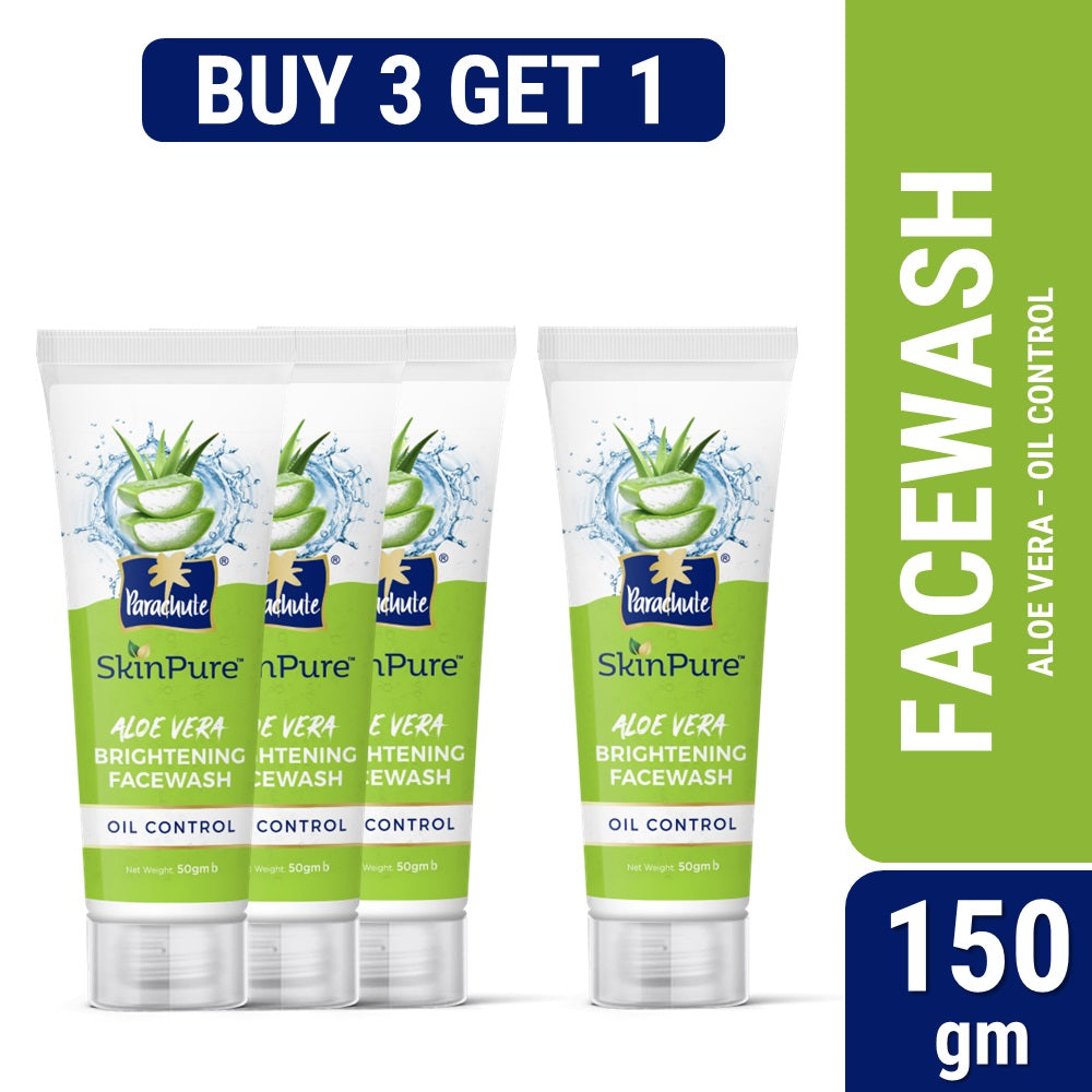 Parachute SkinPure Aloe Vera Brightening Facewash (Oil Control) 50gm (Buy 3 Get 1 Free)