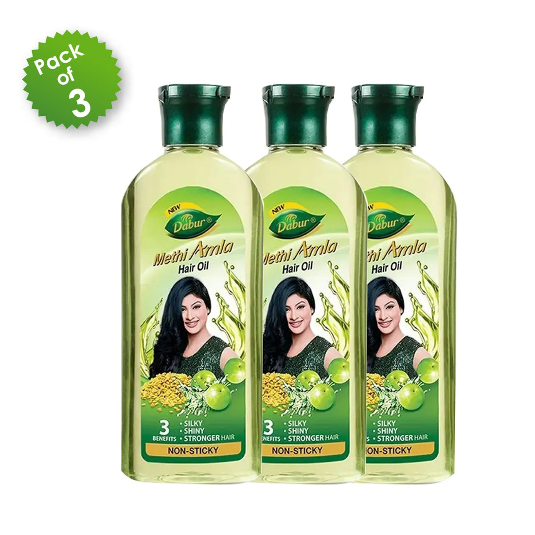 Dabur Methi Amla Non-Sticky Hair Oil - 100ml (Pack of 3)