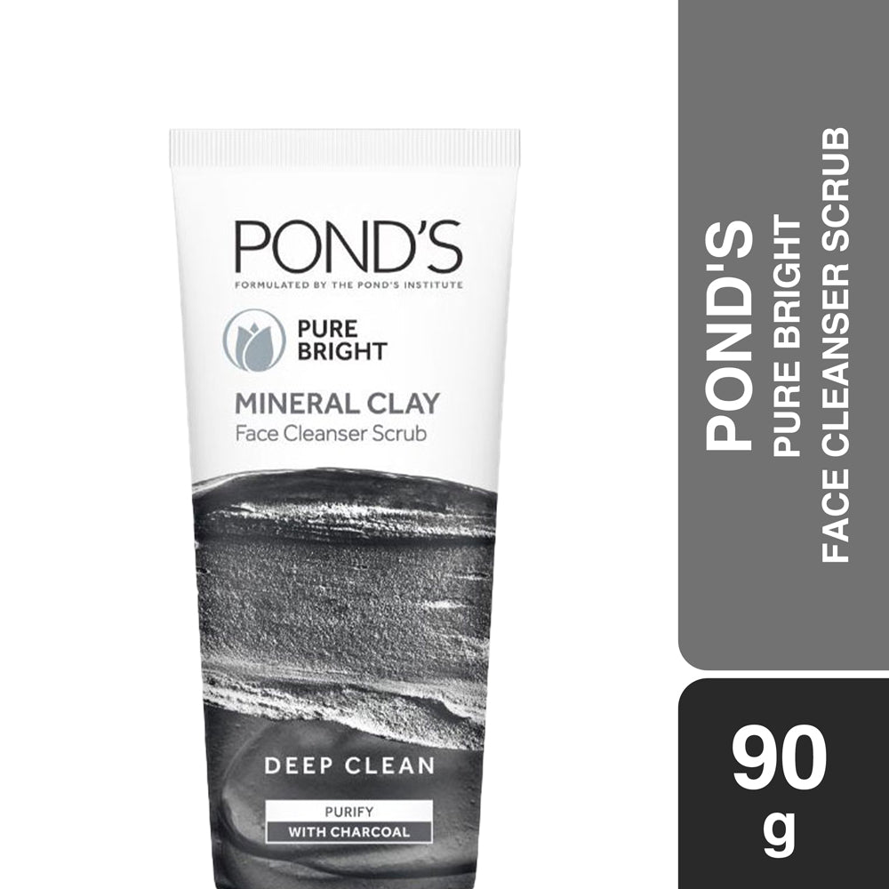 Ponds Pure White Mineral Clay Face Cleanser Scrub with Charcoal (90gm)