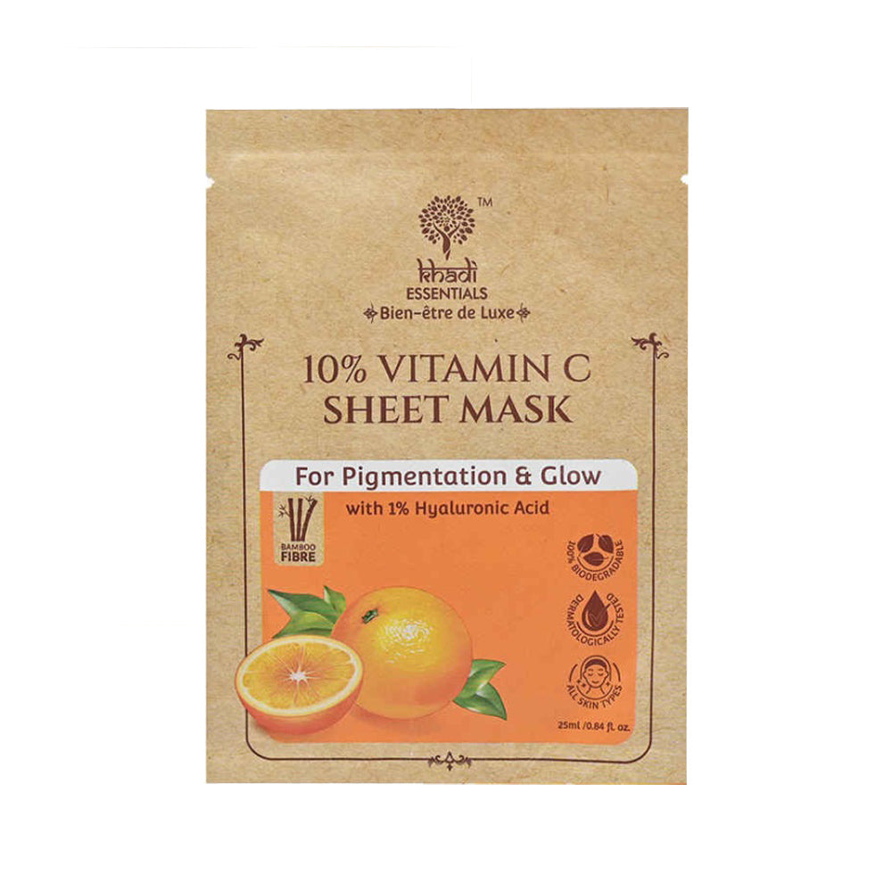 Khadi Essentials 10% Vitamin C With 1% Ha Sheet Mask (25ml)