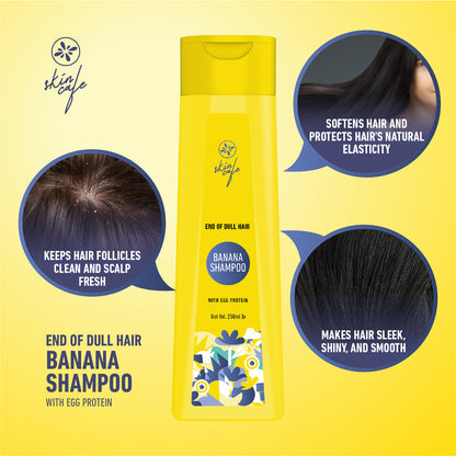 Skin Cafe Hair Care BOGO Offer 1 (Banana Shampoo with Egg Protein - 250ml + Silky Tresses Moisturizing Conditioner - 120ml)