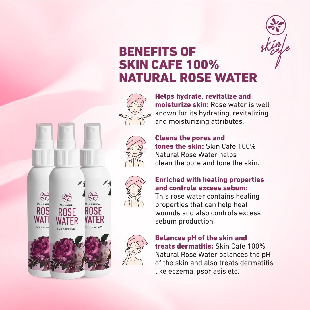 Skin Cafe 100% Natural Rose Water Face And Body Mist (120ml)