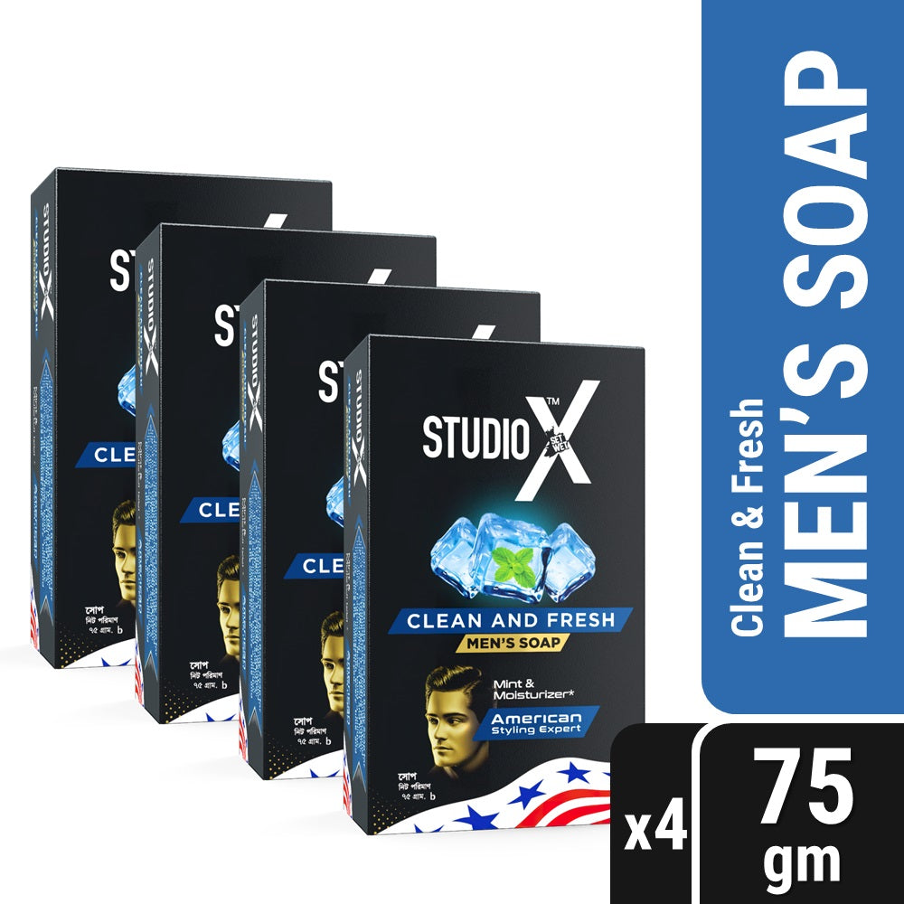 Studio X Clean and Fresh Soap For Men Combo Pack (75gm x 4)