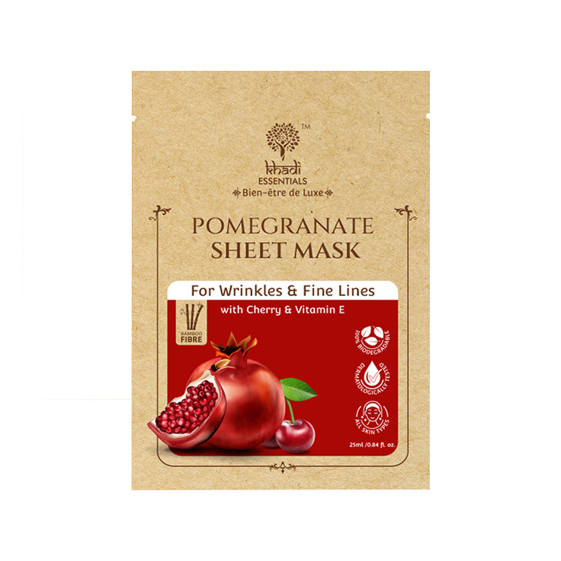 Khadi Essentials Pomegranate Sheet Mask for Wrinkles and Fine Lines (25ml)