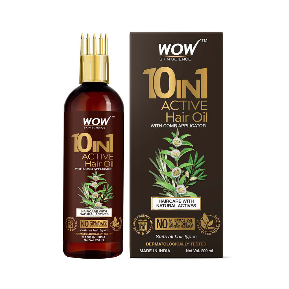 Wow Skin Science 10 in 1 Active Hair Oil With Comb (200ml)