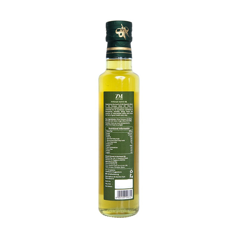 Zayn &amp; Myza Pomace Olive Oil Glass Bottle (250ml)